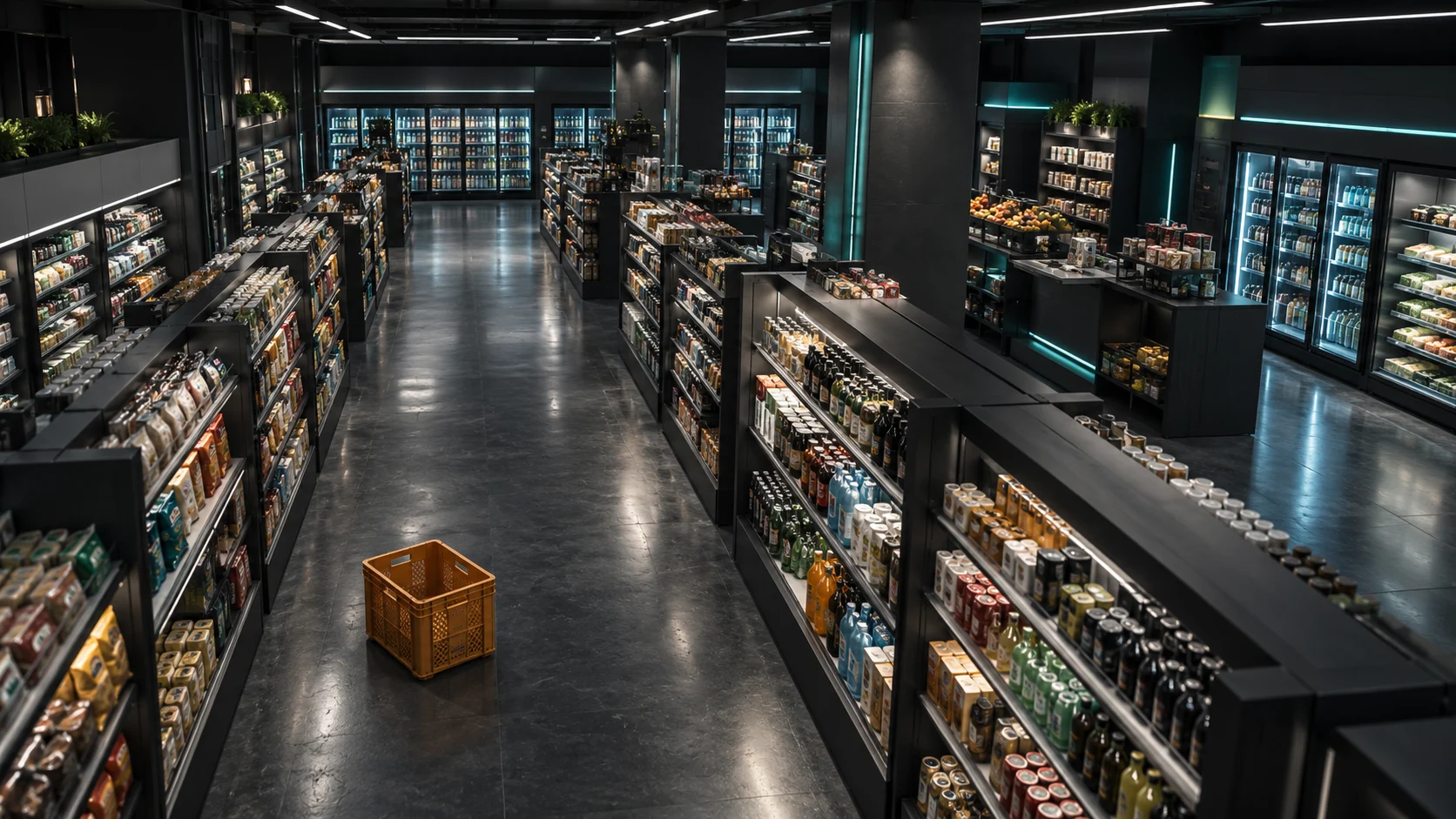 Illustrative convenience store aisle used to demonstrate visual checks